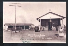 REAL PHOTO TUCUMCARI NEW MEXICO WHITE CAMP GAS STATION POSTCARD COPY