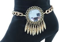 Women Gold Metal Boot Chain Bracelet Shoe Anklet Sun Flower Elegant Look Charm