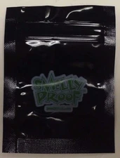 1 XX-SMALL SMELLY PROOF STORAGE PLASTIC BAG SOLID BLACK. 3" x 3"