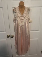 NWT Vintage Ilise Stevens Sleeveless Pink Nightgown Lace Accents Sz M