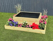 Raised Pond Wooden Full Ring Planter Decking Water Feature 90L Solid Tub Liner