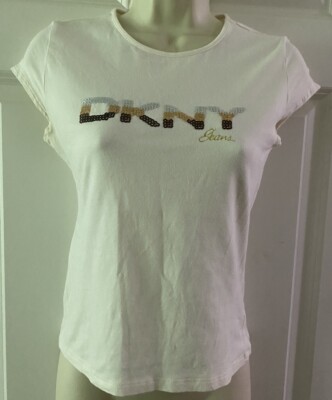 Youth Girls DKNY Jeans  Solid Ivory Short Sleeve  Top Size L