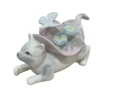 Seymour Mann Porcelain Cat Figurine With Hat & Butterfly Connoisseur Collection