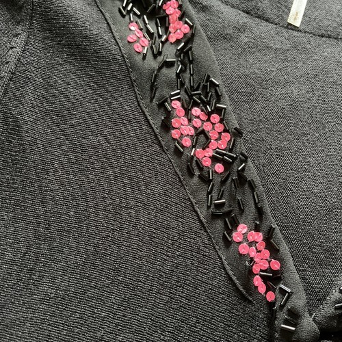 Free People Beaded V-Neck Collar Cardigan Sweater Womens S Black - Picture 4 of 7