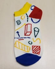 White Colorful Shapes Low Cut Socks SF1046