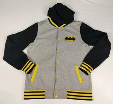 Batman DC Comics Hoodie Jacket Gray Black Long Sleeves Snap Kids Sz XL 12 