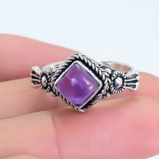 Brazilian Amethyst Gemstone Handmade Ethnic Silver Jewelry Ring RSU28