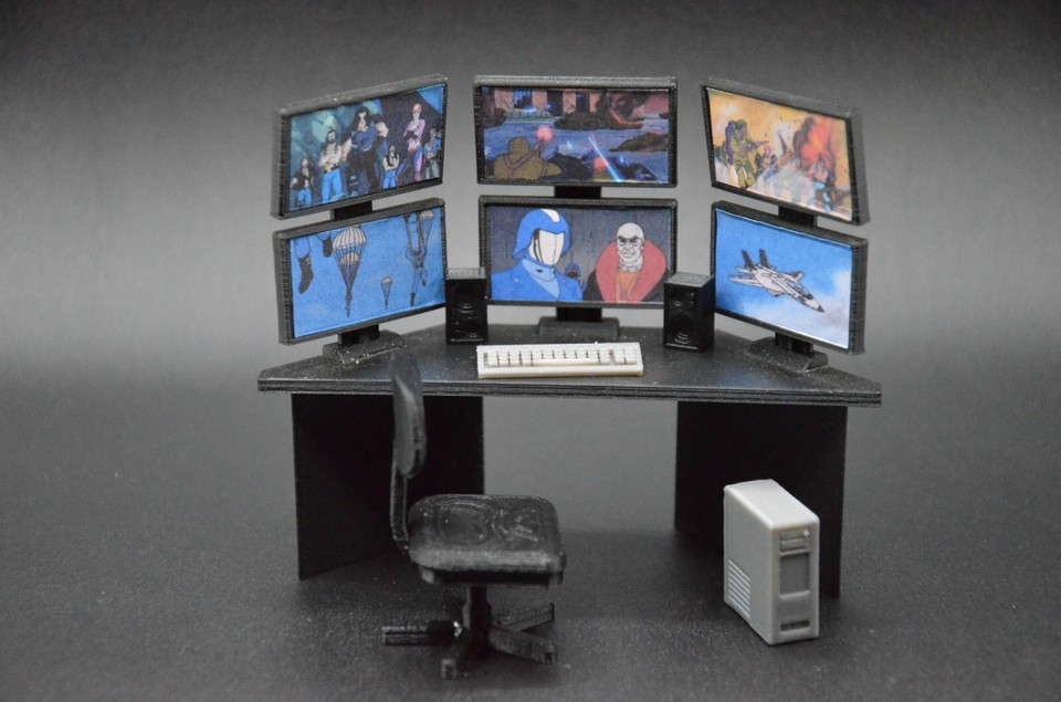 1:18 GI JOE COMPUTER TABLE CHAIR LOT CUSTOM 3D PRINT COBRA DIORAMA ...