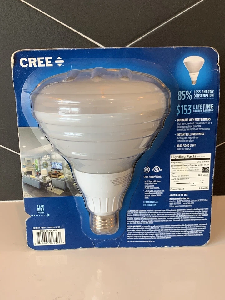 1PK: Cree 65W DAYLIGHT 5000K BR30 Dimmable LED Flood Light 85% ENERGY BIG SAVING - Image 2 of 2