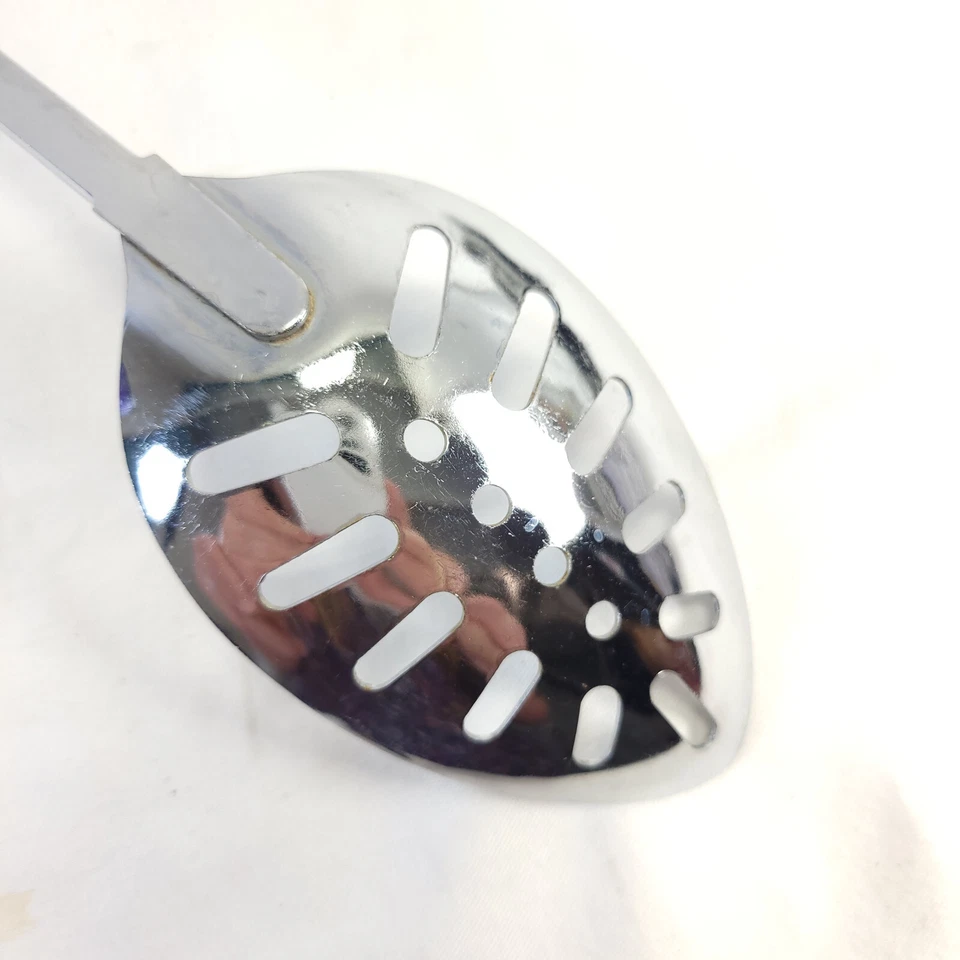Foley Utensil Chrome Slotted Spoon Serving Strainer Wood Handle USA - Image 4 of 4