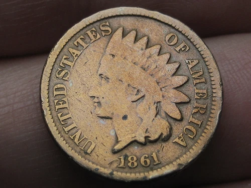 1861 Copper Nickel Indian Head Cent Penny- VG/Fine Details