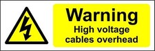  Warning High voltage cables overhead Safety sign