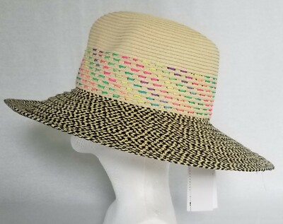 August Hat Company wide brim black natural brow women's beach hat 