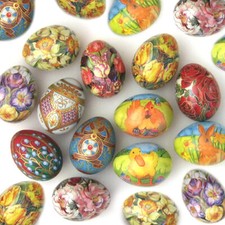 EASTER HANGING EGG TIN BOX Retro Vintage Bunny Flower Kids Party Storage Gift