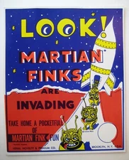 VINTAGE Gumball Machine MARTIAN FINKS INVADING Charm Header Card
