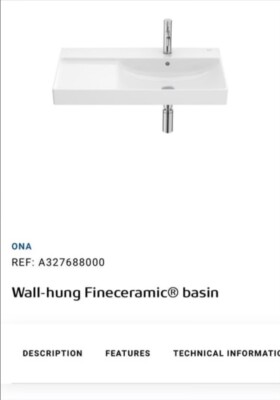 wall hung fineceramic basin