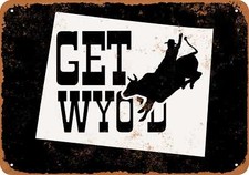 METAL SIGN - Wyoming State 6 BLACK -- Vintage Look