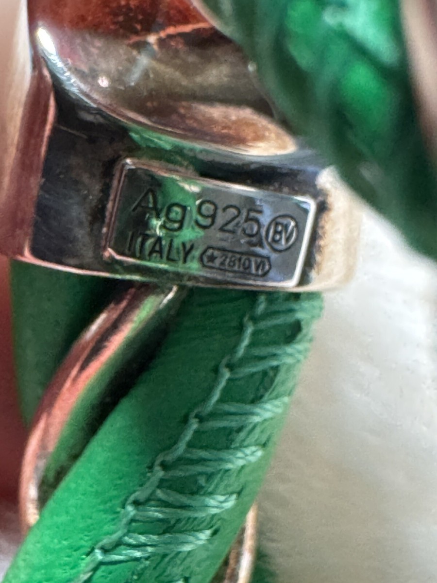 ピアス Bottega Veneta Green Leather And 925 Silver Earrings Bottega Veneta 925 Sterling Silver and Green Leather
