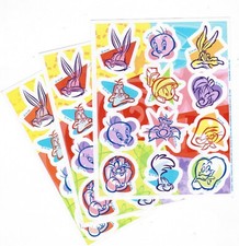 Vintage 3 Sheets Looney Tunes Scrapbook Stickers Tweety Bird Bugs Bunny Wile E