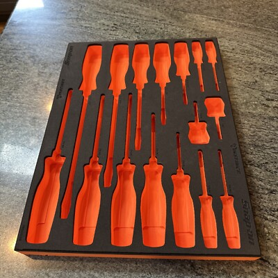 #ad Snap On fmsgd01b foam cutout for 16 pc screwdriver set in orange $239.95