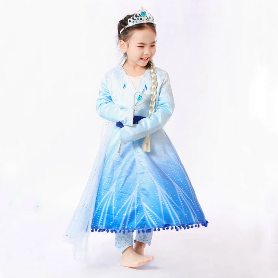 2020 NUEVO Disfraz de Elsa Vestido de Fiesta de Halloween y Juego de Juegos con disfraces para niñas 2-11 años Foto 3 de 4