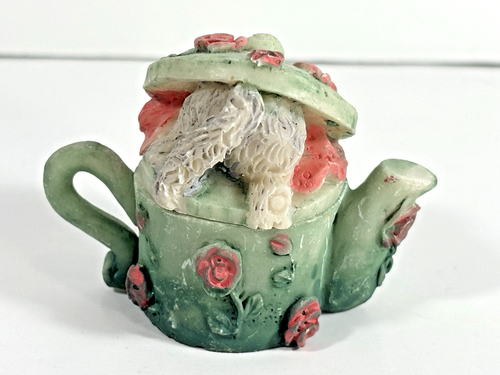 Vintage 1995 Prissy Kitties Miniature Tea Set 9 Pcs Cat Kittens Floral Hat - Picture 14 of 19