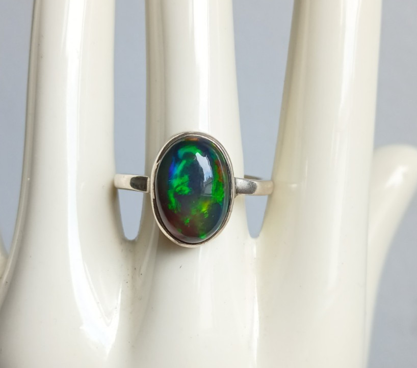 Sterling Black Opal Adjustable Ring. - image 1