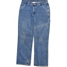 Carhartt Women's Size 8 Blue Cotton Straight Carpented Jeans STAINED WB013 VIO