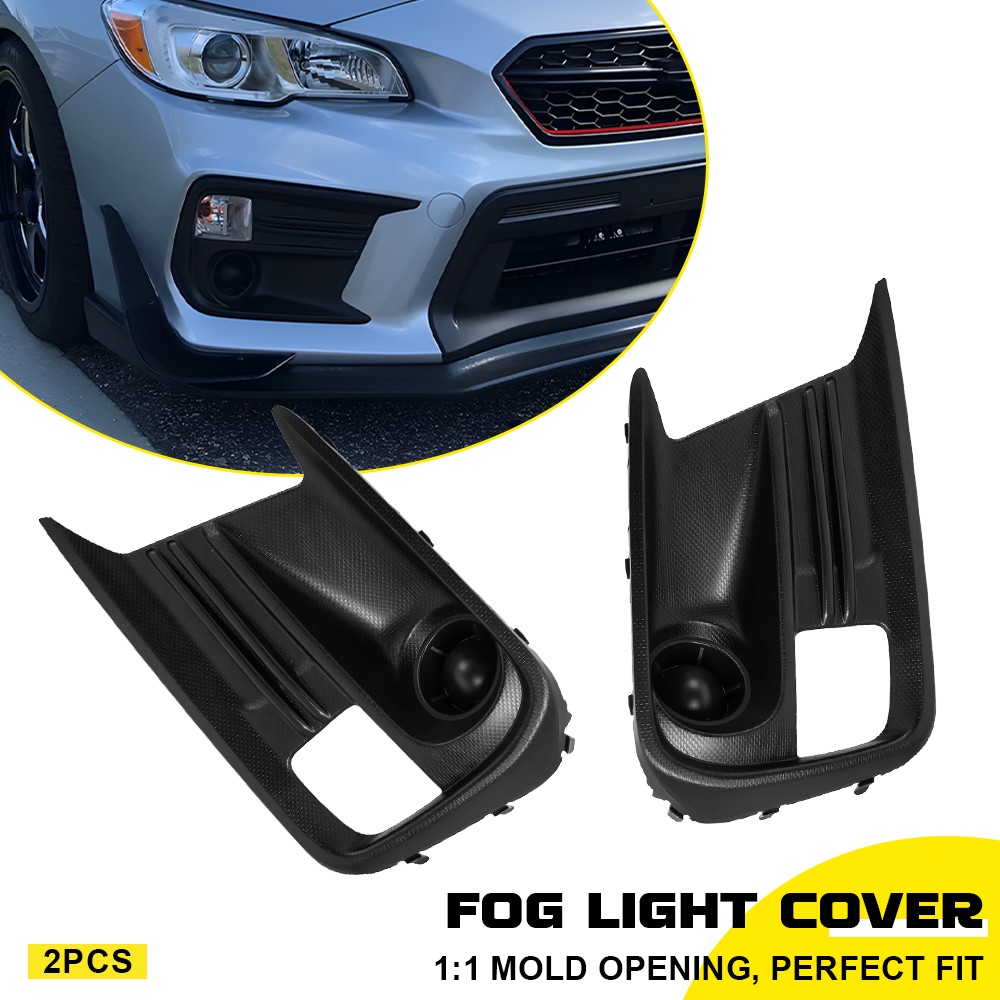 2x Fog Light Covers Bezel Grill w/ Square Hole Set For Subaru WRX STI 2018-2021
