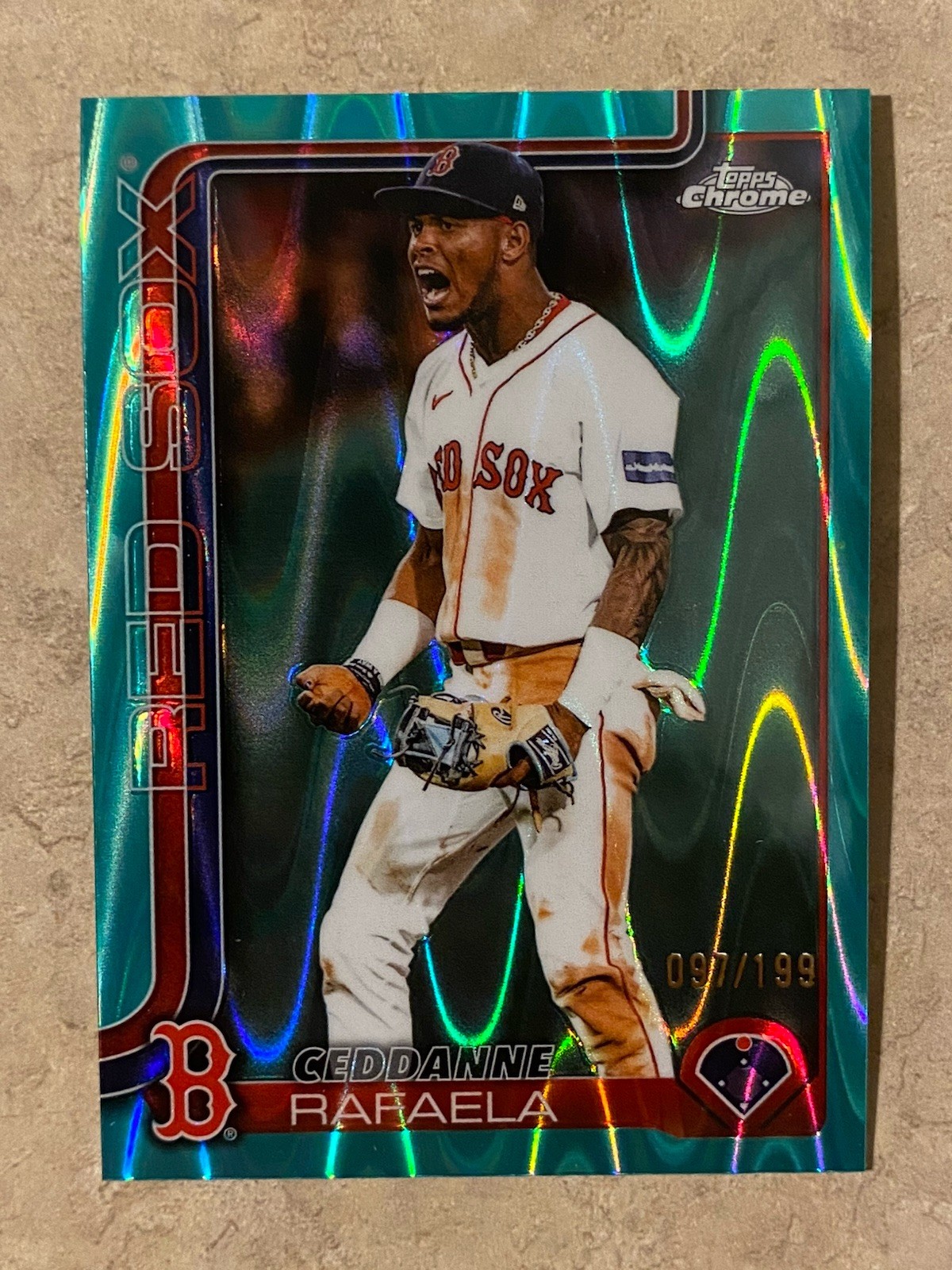 2024 Topps Chrome - Ceddanne Rafaela #118 Aqua Raywave Refractor /199 (RC)
