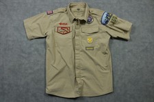 Boy Scouts Of America Shirt Youth XLarge Tan Short Sleeve Uniform Patches BSA