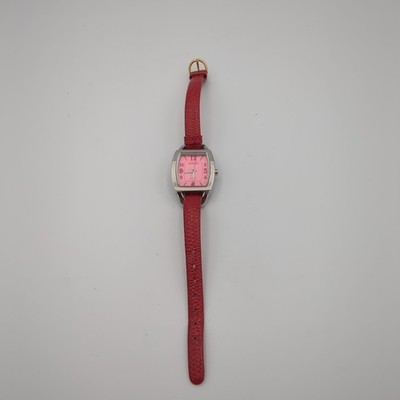 ANNEX Casual Corner Women's Quartz Watch Red Band Pink Tonneau Dial 01783