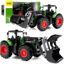 Large Tractor with Movable Front Loader, Rubber Wheels, Grabs