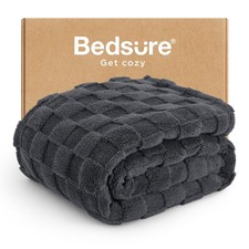 Bedsure GentleSoft Dark Grey Throw Blanket for Couch 50x60" - Checkered Fleece