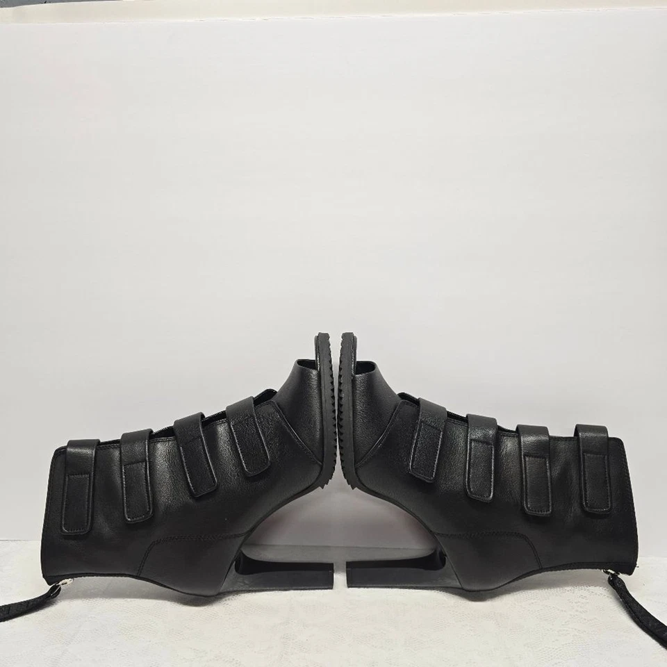 Botines DKNY Blake Suela Cremallera Trasera Peep-Toe Cuero Negro Tacón Alto 10 Foto 4 de 4