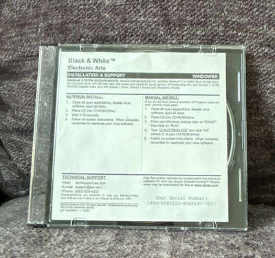 Electronic Arts Black & White PC CD-ROM Game Disc in Jewel Case