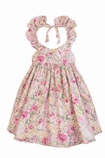 Lacey Lane Girls Floral Halter Dress Size 3 Pink Cottagecore Sleeveless