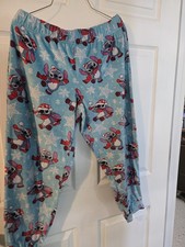 Disney Lilo  Stitch Pajama Fleece Soft Blue Women's PJ Pants Sleepwear Lg 12-14