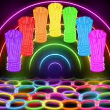 100 Pack 8" Glow Sticks Bulk Party Favors Glow in the Dark Bracelets  Necklaces