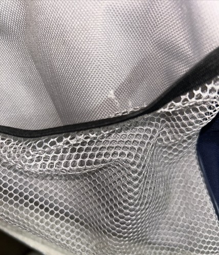 Borsone da palestra vintage Y2K anni 90 cani grandi ricamato blu tasche laterali - Foto 5 di 6