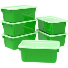 Small Cubby Bins   Plastic Storage Containers for Classroom with Non-Snap Lid...
