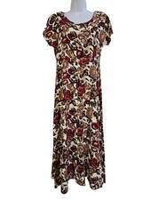 Vtg All That Jazz Floral Maxi Dress Size M Short Sleeve Cottagecore Boho Retro
