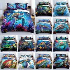 3D Sea Turtle Duvet Cover Set Pillowcases Twin Full Queen King Size Quilt Covers