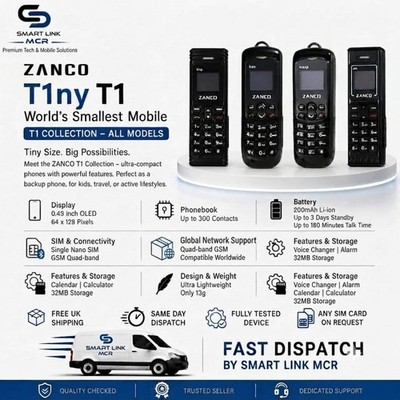 ZANCO T1ny Collection Bee - Wasp - Ant - T1ny Small Phone World's Smartest Mobile