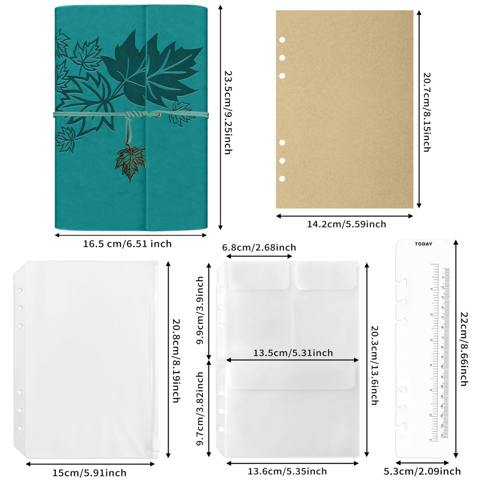 WASON Portefeuilles A5 à Anneaux Avec Fermeture Éclair Carnet