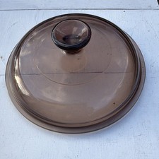 PYREX V-25-C Glass Casserole Lid, Round Brown, Impressed Backstamp