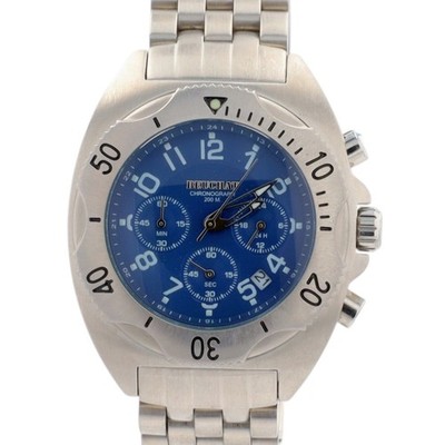Beuchat Tikehau Chronograph Mens Watch Blue Dial Swiss 200M Diver Steel Date