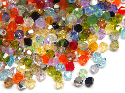 200stk Preciosa Böhmische Kristallperlen 3mm Doppelkegel Bunte Mix Perlenset Tsc
