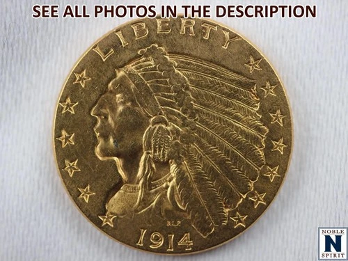 NobleSpirit (TM) Flawless GEM BU 1914 GOLD Indian Head Quarter Eagle