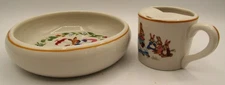 Vintage Tot Trainer Sippy Cup & Bowl Beatrix Potter Porcelain.